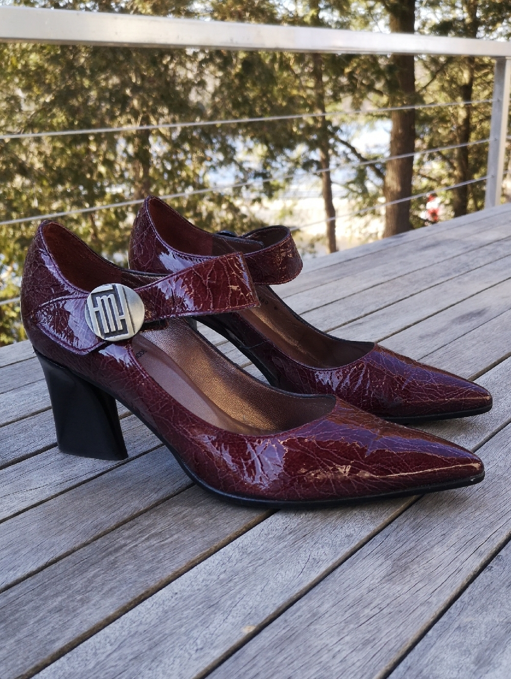 France Mode burgundy heeled Mary Janes
